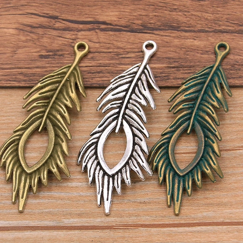 Vintage Alloy Hollow Peacock Feather Pendants For Jewelry Making DIY Earrings Necklace Bracelet Accessories 3 Colors