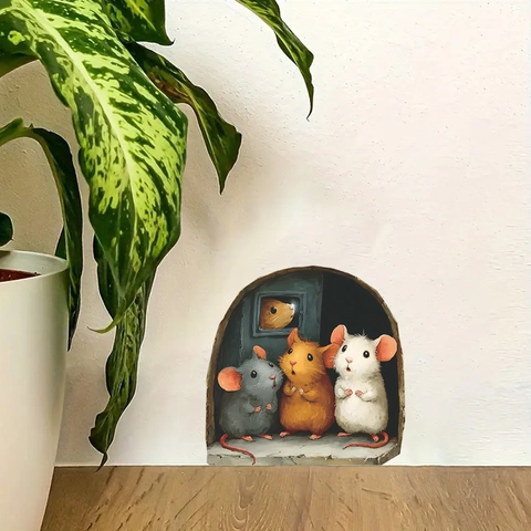 3D Mausloch Wandtattoo PVC Cartoon Tier Aufkleber DIY Selbstklebend Heimdekoration Für Wohnzimmer Schlafzimmer Küche Geschenk