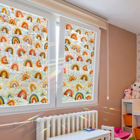 Regenboog Laser Prisma Vensterfolie Statisch Hechtend Privacy Glas Sticker Decoratieve Sticker Voor Huis Kantoor Woonkamer