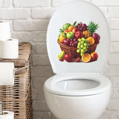 Realistic Fruit Basket Wall Sticker PVC Self-Adhesive Removable Decal For Kitchen Bathroom Home Decoration Mural Art