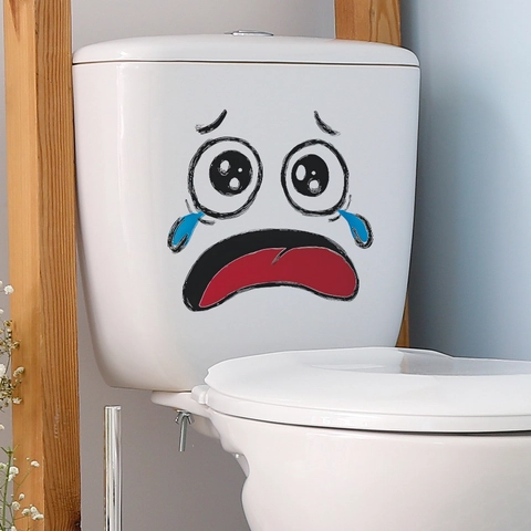 Funny Cartoon Crying Face Expression Toilet Sticker PVC Waterproof Creative Decal For Bathroom Restroom Decoration Wall Sticker