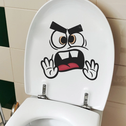 Lustiger Cartoon-Ausdruck Wandtattoo Abnehmbarer PVC Wasserdicht Toilette Badezimmer Kühlschrank Deko Aufkleber