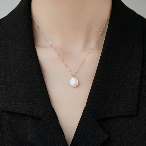 Minimalistische Titanium Staal Zoetwaterparel Ketting 18K Verguld Knoop Hanger Sleutelbeenketting Elegante Sieraden Voor Vrouwen Cadeau