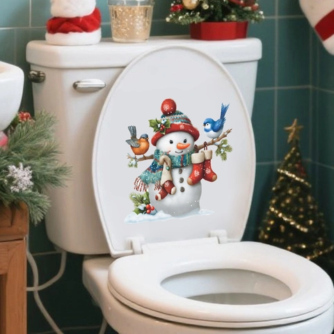Cartoon Kerst Sneeuwpop Vogel Decoratieve Muurstickers Verwijderbare PVC Zelfklevende Vensterstickers Voor Huisdecoratie