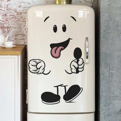 Cartoon Eating Character Stick Figure Wall Sticker DIY PVC Decal For Refrigerator Kitchen Cabinet Restaurant Home Decor