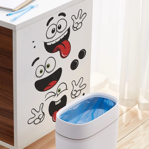 Pegatinas Creativas Divertidas Expresión Facial Dibujos Animados Calcomanías Pared PVC Impermeables para Baño Cocina Refrigerador