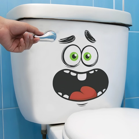 Creatieve Grappige Gezichtsuitdrukking Badkamer Muurstickers PVC Waterdicht Zelfklevend Verwijderbaar Decal Voor Toilet Koelkast Huis