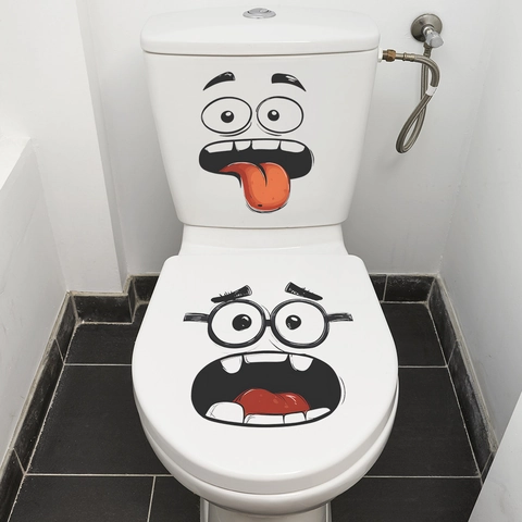 Grappige Cartoon Expressie DIY PVC Stickers Verwijderbaar Waterdicht Decoratieve Stickers Voor Prullenbak Kast Garderobe
