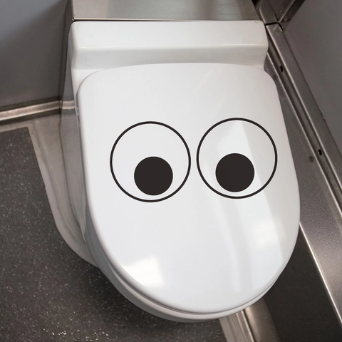 Divertida Pegatina de Ojos Grandes para Tapa de Inodoro PVC Impermeable Removible Decoración de Baño DIY