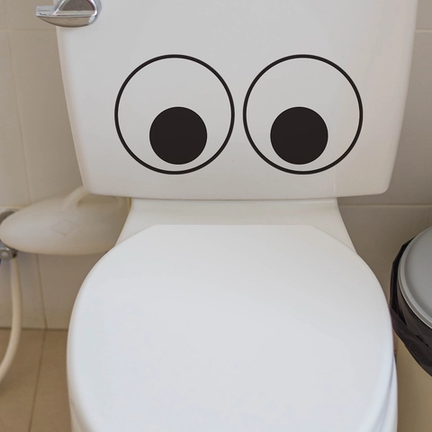 Divertida Pegatina de Ojos Grandes para Tapa de Inodoro PVC Impermeable Removible Decoración de Baño DIY