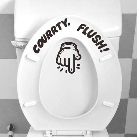 Moderne Verwijderbare PVC Toiletsticker Met Engelse Slogan En Wijzende Vinger Gebaar Muursticker Badkamer Decoratie