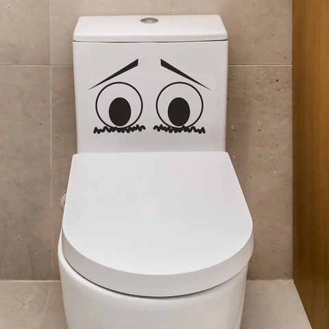 Pegatina de Pared PVC Ojos Grandes Dibujos Animados Impermeable Calcomanía de Inodoro Decoración de Baño Moderna
