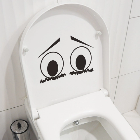 Pegatina de Pared PVC Ojos Grandes Dibujos Animados Impermeable Calcomanía de Inodoro Decoración de Baño Moderna