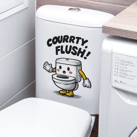 Pegatina Decorativa de Baño con Personaje de Inodoro de Dibujos Animados y Eslogan en Inglés PVC Impermeable Adhesivo de Pared Creativo