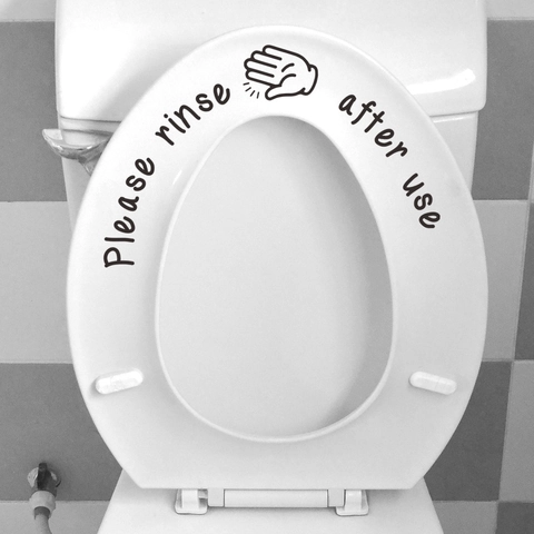 Sticker de Toilettes Please Rinse After Use Slogan de Geste de la Main Personnalisé PVC Imperméable Autocollant Décoration Murale de Salle de Bain