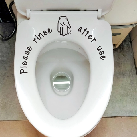 Sticker de Toilettes Please Rinse After Use Slogan de Geste de la Main Personnalisé PVC Imperméable Autocollant Décoration Murale de Salle de Bain
