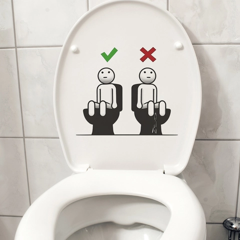 Adesivo Creativo per Etichetta del Bagno Divertente Cartone Animato Istruzioni WC Impermeabile Decorazione Sedile del Water