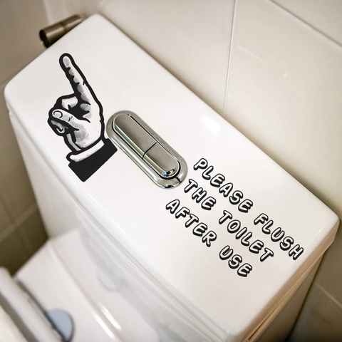 Minimalistische Gelieve Na Gebruik Doorspoelen Toiletsticker Waterdicht PVC Badkamer Toilet Decor Wandsticker