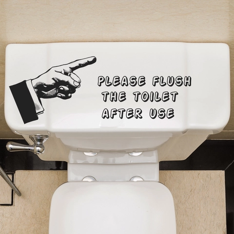 Creatieve Gelieve Na Gebruik Het Toilet Door Te Spoelen Sticker Verwijderbaar PVC Waterdicht Badkamer Decal Vintage Gebaar Patroon Wc Decoratie