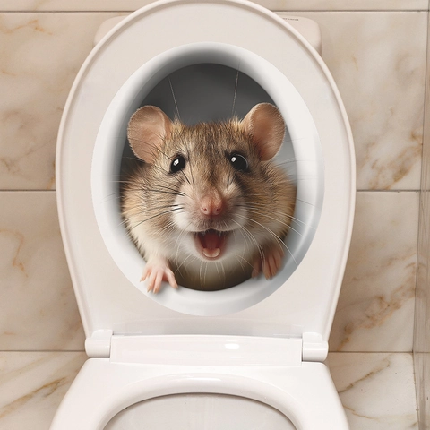 3D Realistische Hamster Maus Toilettensitz Aufkleber Abnehmbare PVC Wasserdicht Lustige Tier Wandtattoo Für Bad Dekoration