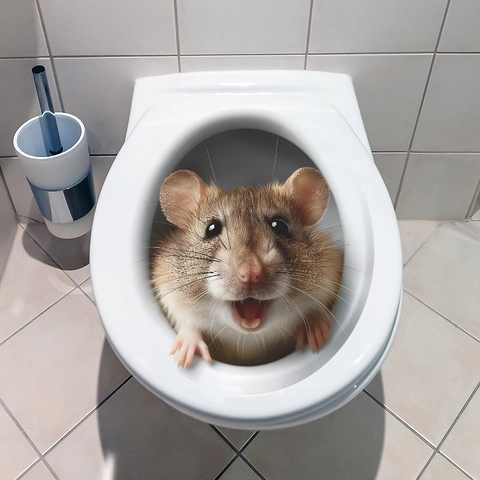 3D Realistische Hamster Maus Toilettensitz Aufkleber Abnehmbare PVC Wasserdicht Lustige Tier Wandtattoo Für Bad Dekoration
