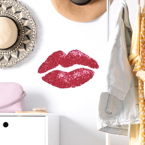 Rote Glitzer Lippen Wandtattoo Abnehmbare PVC Dekorative Lippenform Aufkleber Für Badezimmer Wohnzimmer Schlafzimmer Home Dekor