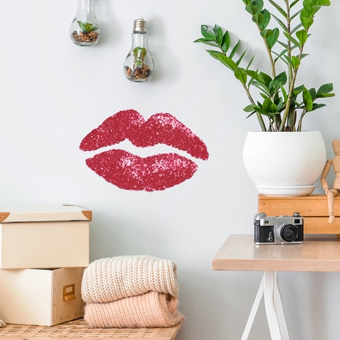 Rote Glitzer Lippen Wandtattoo Abnehmbare PVC Dekorative Lippenform Aufkleber Für Badezimmer Wohnzimmer Schlafzimmer Home Dekor
