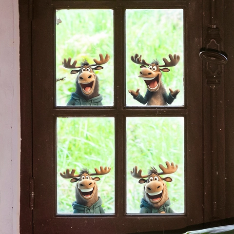3D Cartoon Rentier PVC Wandaufkleber Abnehmbare Selbstklebende Tier Decals Für Wohnzimmer Schlafzimmer Home Decoration
