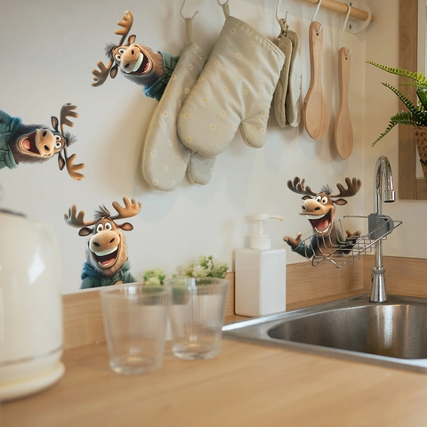 3D Cartoon Rentier PVC Wandaufkleber Abnehmbare Selbstklebende Tier Decals Für Wohnzimmer Schlafzimmer Home Decoration