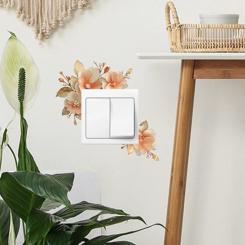 Adesivo per Interruttore Floreale in Stile Pastorale in PVC con Effetto 3D Foglia per Soggiorno Camera da Letto Decorazioni Casa
