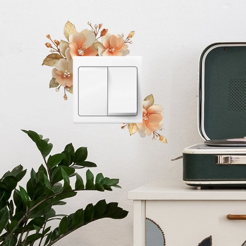 Adesivo per Interruttore Floreale in Stile Pastorale in PVC con Effetto 3D Foglia per Soggiorno Camera da Letto Decorazioni Casa