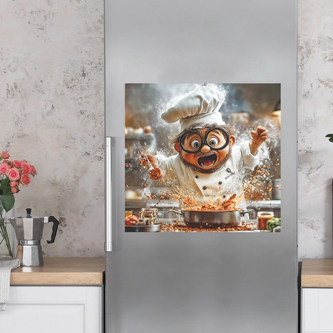 3D Cartoon Chef Dishwasher Sticker Clumsy Cook Kitchen Wall Decal Waterproof PVC Self-Adhesive Fridge Decor For Dining Room