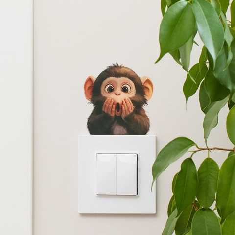 Cartoon Überraschter Affe Lichtschalter Aufkleber PVC Wandtattoo Für Kinderzimmer Schlafzimmer DIY Heimdekoration Zubehör