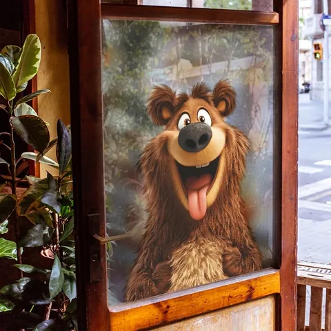 Funny Brown Bear Window Sticker Funny Peeking Cartoon Bear PVC Wall Decal For Kids Room Living Room Glass Door Decoration