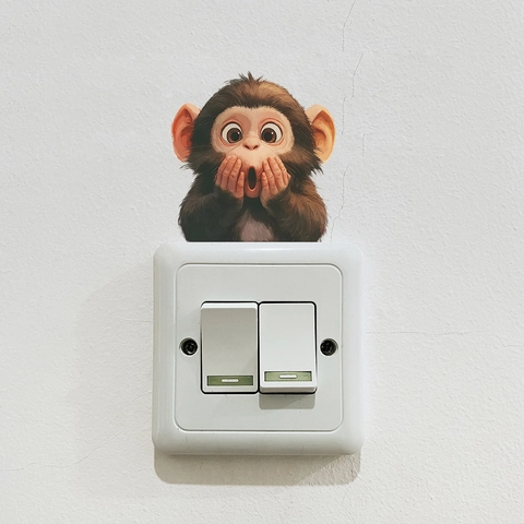 Cartoon Überraschter Affe Lichtschalter Aufkleber PVC Wandtattoo Für Kinderzimmer Schlafzimmer DIY Heimdekoration Zubehör