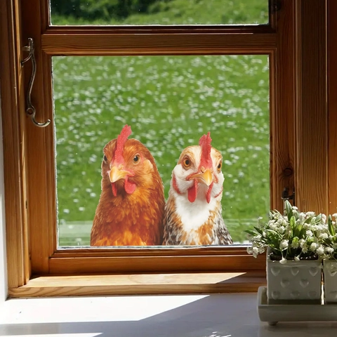 Realistic Rooster Hen Wall Sticker For Kitchen Decor PVC Removable Peel And Stick Pastoral Animal Mural Art Decal Home