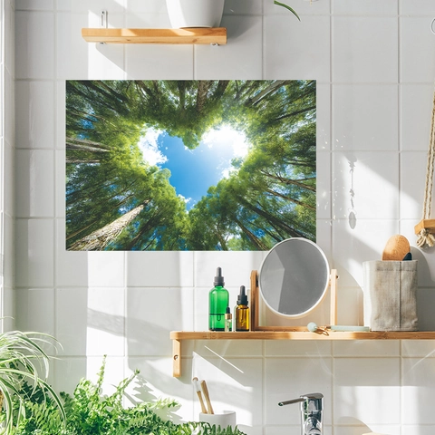 Hartvormige Hemel Bos Canopy Muursticker PVC Natuurlandschap Decor Voor Woonkamer Badkamer Huis Esthetische Decoratie