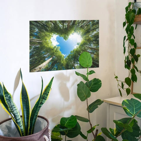 Hartvormige Hemel Bos Canopy Muursticker PVC Natuurlandschap Decor Voor Woonkamer Badkamer Huis Esthetische Decoratie