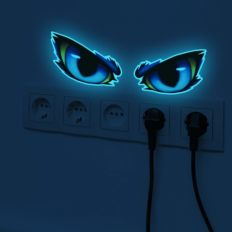 Luminous Cartoon Devil Eyes Wall Sticker Glow In The Dark Monster Eyes PVC Decal For Kids Room Halloween Home Decor