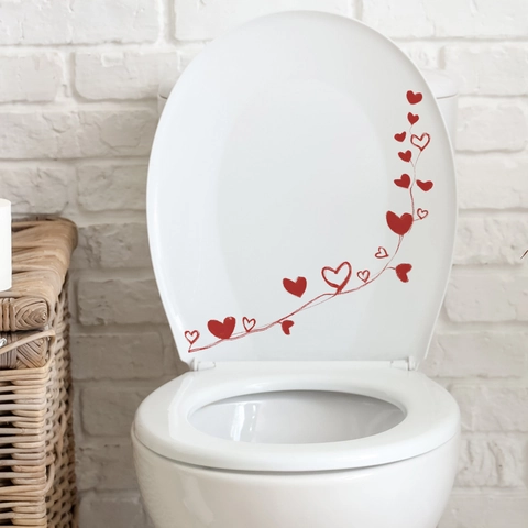 Moderni Adesivi da Parete in PVC Linee di Vite a Cuore Rosso Removibili Autoadesivi Specchio Bagno Decorazione DIY Casa