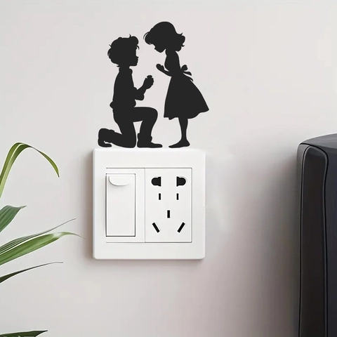Pegatina de Pared con Silueta de Propuesta de Matrimonio Romántica PVC Removible Calcomanía DIY Para Dormitorio Hogar