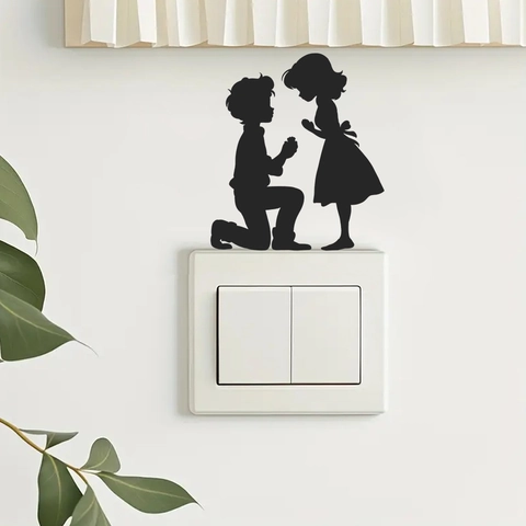 Pegatina de Pared con Silueta de Propuesta de Matrimonio Romántica PVC Removible Calcomanía DIY Para Dormitorio Hogar