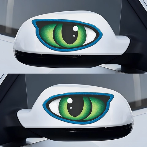 Creative Green Cat Eye PVC Car Sticker Waterproof Reflective Decor For Auto Motorcycle Mirror Fuel Cap Body Decoration
