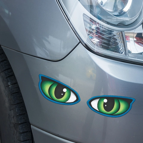 Creative Green Cat Eye PVC Car Sticker Waterproof Reflective Decor For Auto Motorcycle Mirror Fuel Cap Body Decoration