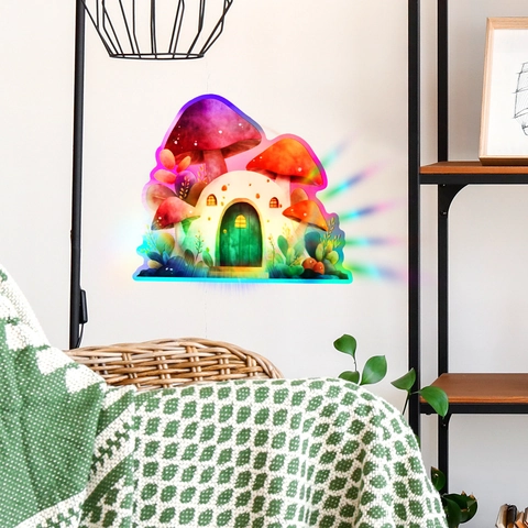 Cartoon Mushroom House Suncatcher Window Sticker Rainbow Prism PVC Wall Decal For Living Room Kitchen Home Decor Sun Catcher