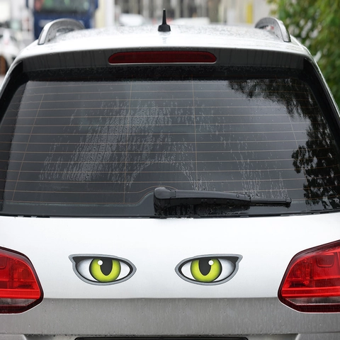 Kreative 3D Grüne Katzenaugen Autoaufkleber Wasserdichte PVC Dekore Für Rückspiegel Fenster Karosserie Außendekoration