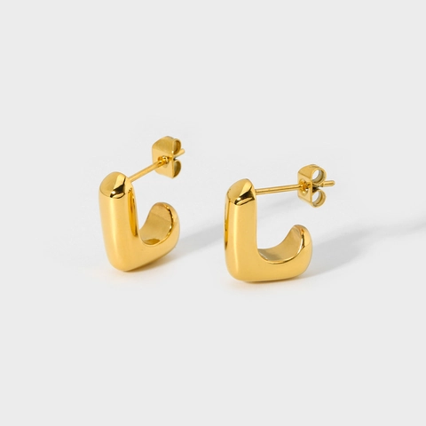 Minimalist Stainless Steel U-Shaped Stud Earrings 18K Gold Plated Geometric Chunky J-Shaped Earrings For Women Jewelry