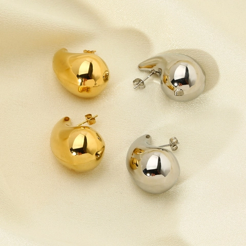 Orecchini a Goccia in Acciaio Inossidabile Lucido per Donna Placcati in Oro 18K Gioielli Impermeabili Resistenti all'Ossidazione