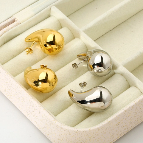 Orecchini a Goccia in Acciaio Inossidabile Lucido per Donna Placcati in Oro 18K Gioielli Impermeabili Resistenti all'Ossidazione