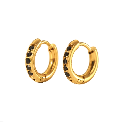 Boucles d'Oreilles Huggie Hoop en Acier Inoxydable Plaqué Or 18K PVD Zirconia Coloré Incrusté Bijoux Minimalistes Imperméables pour Femme